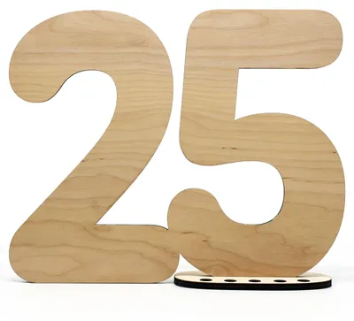 Produktbild von Holz-Gästebuch Zahl 25 für Geburtstagsdekoration