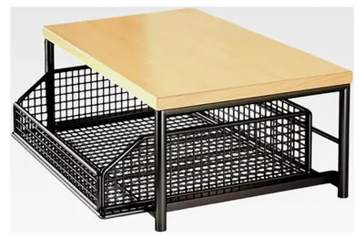 Produktbild von 2-stöckiger Obstkorb Etagere 37×26×18cm Eisen Holz mit 1 Ablagebrett, stapelbar, raumsparend, stehend, Aufbewahrung für Küche, Drahtkorb, Gewürzregal, Küchenregal ohne Bohren