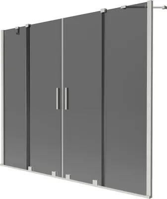Produktbild von Mexen Velar Duo Badewannenfaltwand 2-flügelig verschiebbar 190 x 150 cm, Graphit, gebürstetes Nickel - 896-190-000-42-97
