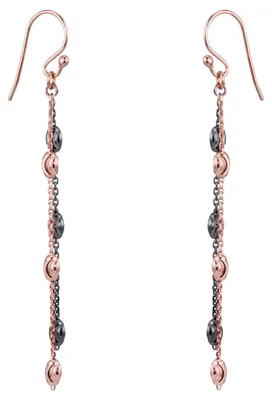 Produktbild von MATERIA 925 Silber Ohrhänger rosegold schwarz - Damen Ohrringe hängend Glitzer 67mm lang in Geschenk-Box #SO-360