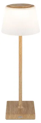 Produktbild von LED Tischleuchte, Touchdimmer, USB Akku, Holzoptik, H 38 cm