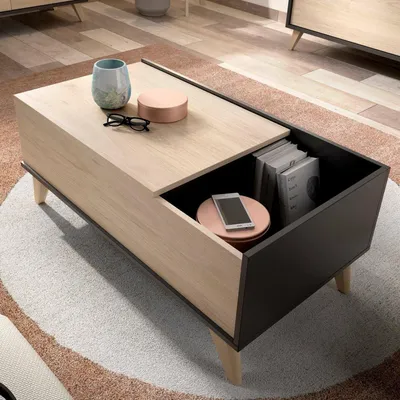 Immagine prodotto di Dmora Tavolino da Salotto Alexius 60x99x41h cm Nero Antracite, un Vano Vano Portaoggetti