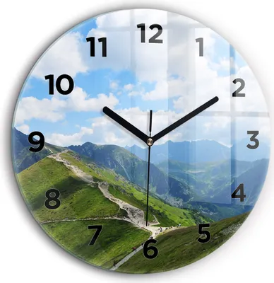 Produktbild von Wallfluent Große Wanduhr – Stilles Quarzuhrwerk - Uhr Dekoration Wohnzimmer Schlafzimmer Küche - Zifferblatt - schwarze Zeiger - 60 cm - Kasprowy Wierch Zakopane
