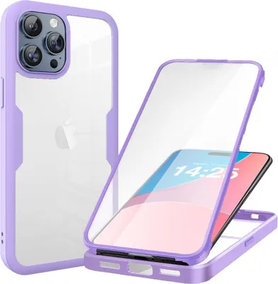 Produktbild von 360 Grad Handyhülle für Apple iPhone 16 Pro Full Cover Rundum Schutz Farbe: Violett