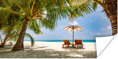 Produktbild von MuchoWow® Poster Strand - Strandkorb - Sonnenschirm 40x20 cm - Poster für die Wand - Poster Schlafzimmer