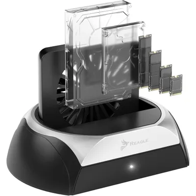 Produktbild von Festplatten Dockingstation SSD HDD Docking-Station SATA 2,5" 3,5" NVMe M.2 USB, Reagle