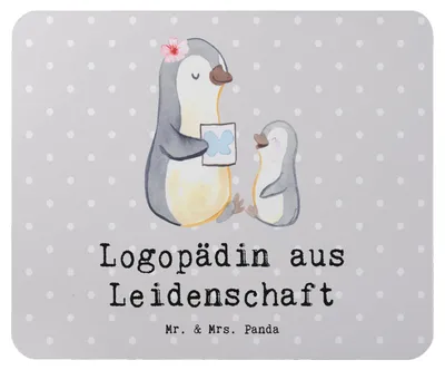 Produktbild von Mr. & Mrs. Panda Mouse Pad Logopädin Leidenschaft - Grau Pastell - Geschenk, mousematte, Ausbildung, mausteppich, Witzig, Mauspad, pc, Spruch, Mousepad, Studium