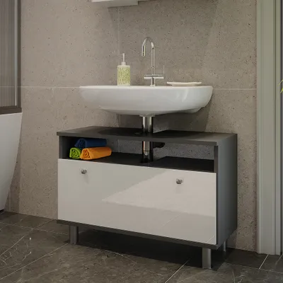 Obrázok produktu pre Vanity unit for washminin Vicco Fynn Biely vysoký lesk/antracit 80.2 x 54 cm so zásuvkou, Model 54379