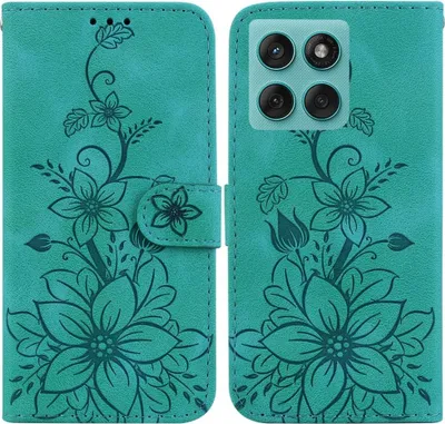 Produktbild von Motorola Edge 60 / 60 Fusion Hülle - Coverup Blumen Klapphülle - Grün
