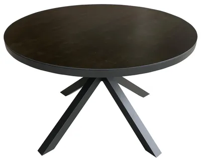 Produktbild von Tisch Malaga - 120 cm rund - gesinterter Stein dunkelgrau - Gestell Kreuz-Form