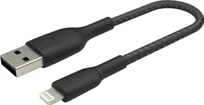 Produktbild von Belkin CAA002BT0MBK, 0,15 m, Lightning, USB A, Männlich, Männlich, Schwarz