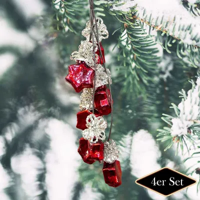 Produktbild von Christbaumkugelnset, Stern, rot, Weihnachten, 4er Set