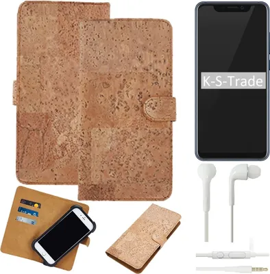 Produktbild von K-S-Trade Hülle kompatibel mit ZTE Axon 9 Pro + in ear Kopfhörer Kork Handyhülle Cover  Schutzhülle TPU Case Bumper in Hellbraun, (1x)