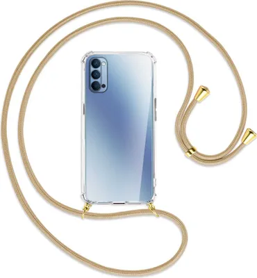 Produktbild von Handykette Backcover-Schutzhülle mit Band (Metall goldfarben) für Oppo Reno4 5G - caramel