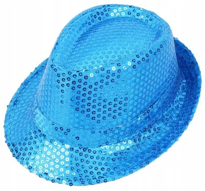 Produktbild von Gacek Fedora Paillettenhut Blau für Fasching Disco