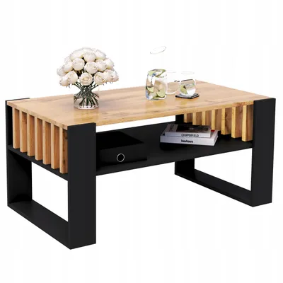 Produktbild von Couchtisch Mit Lamellen 90x50 Eiche/Schwarz Loft