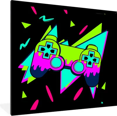 Produktbild von MuchoWow® Gerahmtes Poster Gaming - Controller - Schwarz 40x40 cm - Poster mit Schwarzem Bilderrahmen Wandposter Rahmen Foto Bilder - Mit Rahmen - Wanddekoration Schlafzimmer