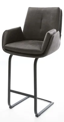 Produktbild von DELIFE Barstuhl Clea-Flex Mikrofaser Anthrazit Vintage Freischwinger Flach Metall Schwarz