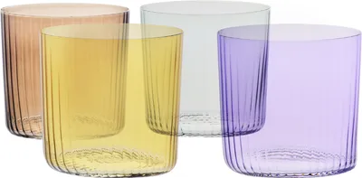 Obrázek produktu pro KROSNO Deco Barevné skleničky s vertikální optikou, Sada 4, 410 ml