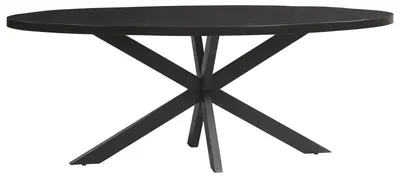 Produktbild von Dorrio Esstisch oval 200 x 100 cm Mangoholz massiv Schwarz mit Spinnenfuß