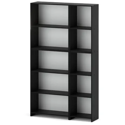Image de STIV Möbel | Black Mat shelving set 110x189 cm | 10 shelves | 2 modern bookcases for office, living room, bedroom