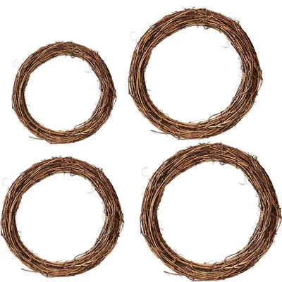 4 Rattan-Weiden-Kränze, dekorativ, 10–25 cm