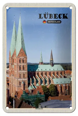 Produktbild von Blechschild Städte Lübeck Deutschland Marienkirche 12x18cm Schild
