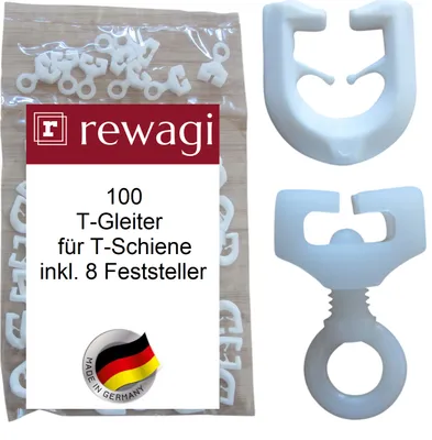 Obrázek produktu pro rewagi® 100x T-kluzák + 8x brzda - bílý - pro T-kluzáky - plastový