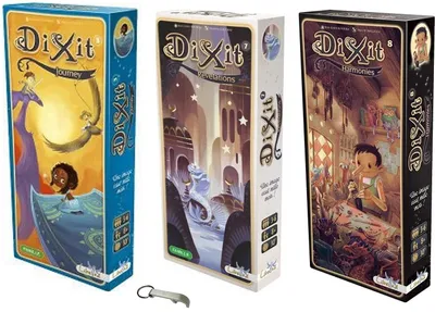 3 Dixit-Erweiterungen: Journey, Revelations, Harmonies, je 84 Karten