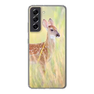 Produktbild von MuchoWow® Handyhülle Schutzhülle Hülle für Samsung Galaxy S21 FE Hirsche - Gras - Grün Silikon Softcase Handy Hülle - Mobiltelefonhülle