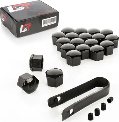 Produktbild von 20x Radschrauben Kappen Set 17 mm schwarz für JAGUAR DAIMLER MAYBACH MERCEDES