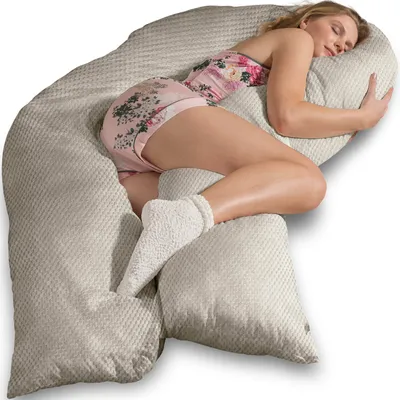 Produktbild von Traumreiter Seitenschläferkissen mit Memory Foam Körperunterstützung & Bezug Velour Deluxe, Braun, Größe XL