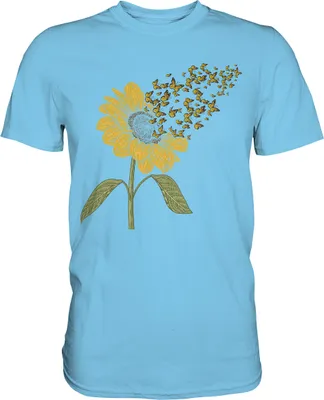 Produktbild von Schmetterlinge Sonnenblume T-Shirt – Sky Blue / XL