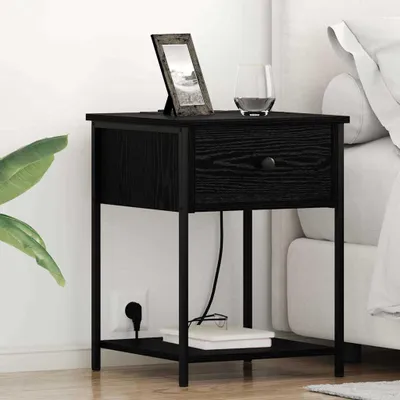 Obrázok produktu pre Maison Exclusive - Nočný stolík 2 ks Čierny dubový vzhľad 42 x 41 x 56 cm