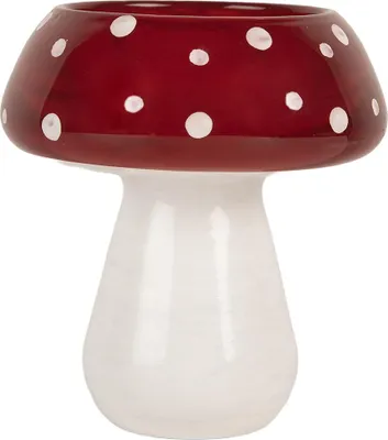 Image de Clayre & Eef Bougeoir Ø 8x9 cm Rouge Blanc Verre