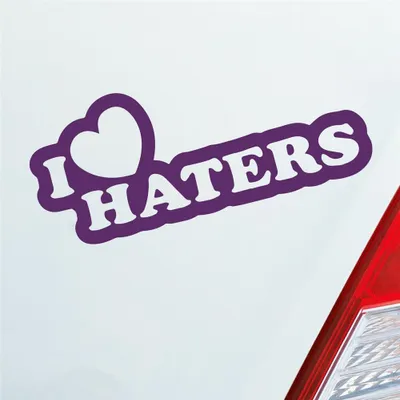 Produktbild von Auto Aufkleber I Love Haters Lustig Spruch 15x6 cm Lila Sticker Heckscheibenaufkleber