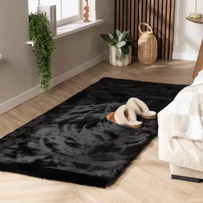 Produktbild von Volero - Hochflor Läufer - Comfy Supreme Schwarz - 80x250 cm - Schlafzimmer, Flur - Ländlich, Modern, Skandinavisch
