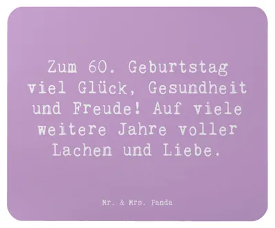 Produktbild von Mr. & Mrs. Panda Mousepad Spruch 60. Geburtstag Glück - Lavendeltraum - Geschenk, Mauspad, Happy Birthday, Mouse Pad, Freude, Alter, Geschenke für, laptop, Erfahrung, pc