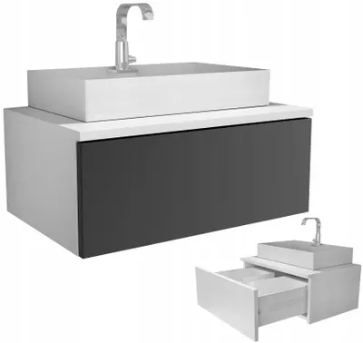 Zdjęcie produktu dla wisząca szafka pod umywalkę 60 60cm z szufladą szary mat biała matowa