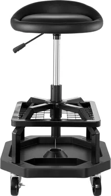 Image de Tabouret d'atelier à roulettes, hauteur réglable, siège de garage, charge maximale de 300 lb, avec roulettes