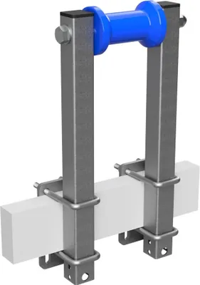 Immagine prodotto di Rullo di chiglia in poliuretano con supporti rotolo rimorchio per barca a forma di rocchetto zincato SUPROD, B=125, L=450 mm, blu