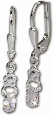 Produktbild von SilberDream Ohrhänger Damen Silber weiß Blümchen Zirkonia Ohrringe SDO535W