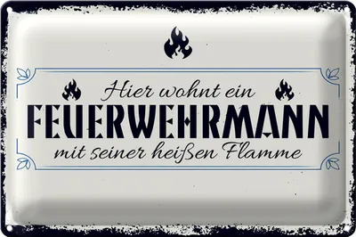 Produktbild von Blechschild Spruch 18x12cm Hier wohnt ein Feuerwehrmann