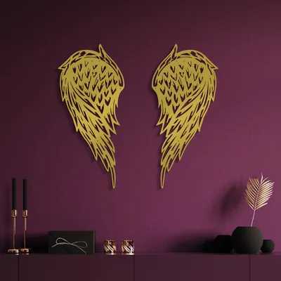 Image de Wallity, Alato-2, accessoire mural décoratif en métal, or, 100 % METAL, 32 x 70 cm