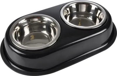 Produktbild von Futternäpfe für Hund, doppelt, Edelstahl, Ø 14 cm, weiß