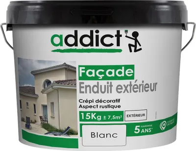 Image de Enduit Crépi Blanc 15kg Finition Extérieur Durable - Addict