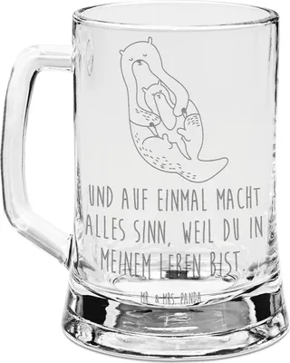 Produktbild von Mr. & Mrs. Panda Krug Otter Kind - Transparent - Geschenk, Familie, Seeotter, Mutter, Gravur Bierkrug, Humpen, Glas, Glaskrug Mit, Seidel, Mama, Tochter, Geburt, Baby