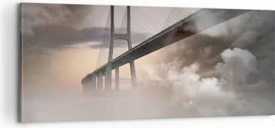 Produktbild von Bild auf Leinwand - Leinwandbild - Brücke Nebel Wasser - 100x40cm - Wand Bild - Wanddeko - Leinwanddruck - Bilder - Kunstdruck - Wanddekoration - Leinwand bilder - Wandkunst - AB100x40-3525