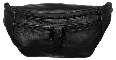Produktbild von Bauchtasche Gürteltasche Hüfttasche Schwarz Echt Leder Umhängetasche Crossbag