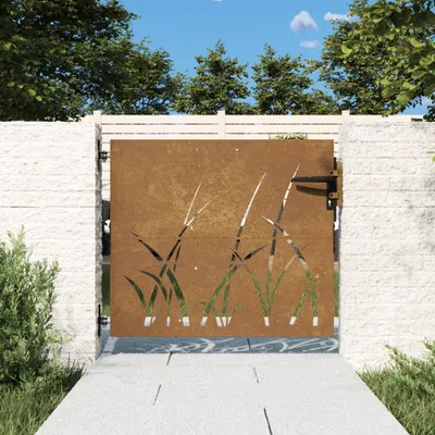 Obrázek produktu pro The Living Store zahradní brána 85x75 cm z cortenové oceli s designem trávy